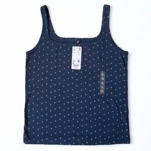 UNIQLO Pointelle Cherry Print Tank Top Navy Women's XL NWT